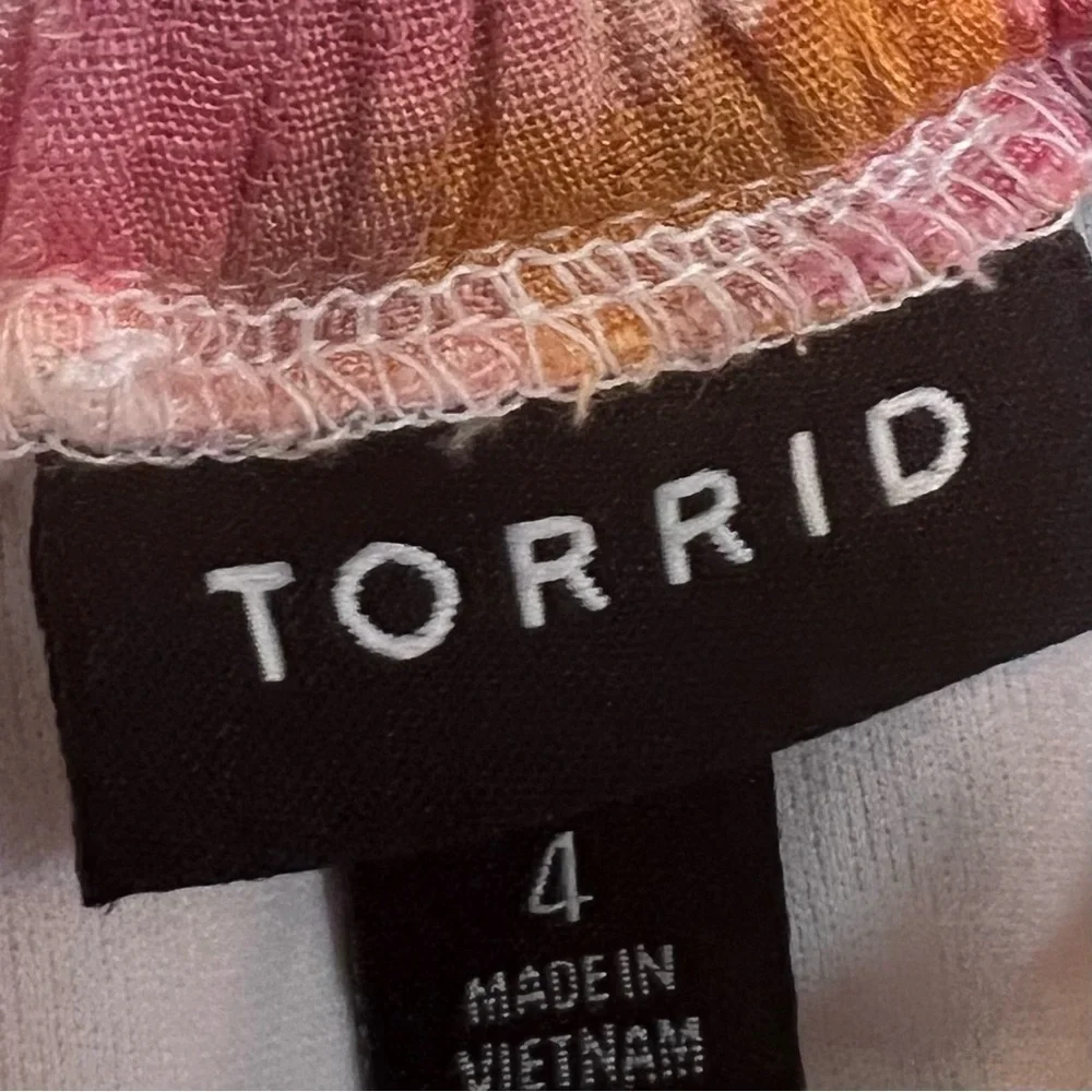 Torrid Top/Skirt Co-Ord Set Multi Watercolor Tie Dye Off Shoulder Matching 4X